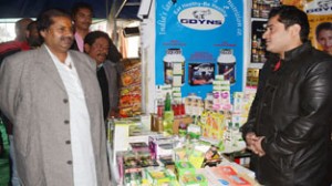 Minister for Housing Raman Bhalla during his visit to trade fair at Gandhi Nagar on Thursday.