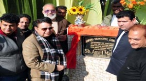 Chairman LC, Amrit Malhotra inaugurating developmental work at Jammu on Sunday.