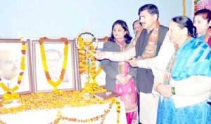Jugal Kishore Sharma inaugurating BJP Mahila Morcha working committee meeting at Jammu on Monday.