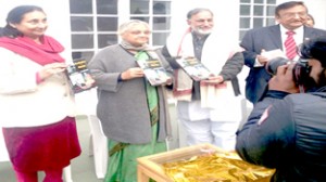 Sheila Dixit releasing 2nd edition of Prof Bhim Singh’s book at New Delhi on Tuesday.
