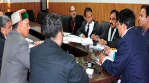 Divisional Commissioner Shantmanu reviewing arrangements and facilities for Sukrala Devi and Bala Sundari pilgrims in a meeting at Jammu on Monday.