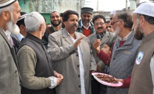 Minister for Housing Raman Bhalla interacting with residents of Channi Rama on Tuesday.