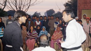 A scene from play ‘Nukkad’ staged by NDKM on Friday.