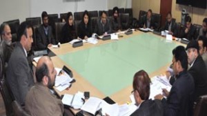 Minister for Industries and Commerce, Sajad Ahmed Kichloo chairing a meeting of Industries & Commerce Department in Jammu on Wednesday.