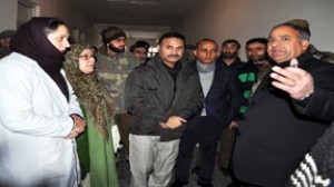 Minister of State for Health, Shabir Ahmad Khan inspecting hospital complex at Ganderbal on Wednesday.