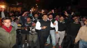 People raising slogans during protest at Jammu on Wednesday.