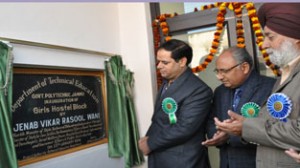 Minister of State for Technical Education, Vikar Rasool inaugurating women’s hostel at Government Polytechnic Bikram Chowk on Thursday.