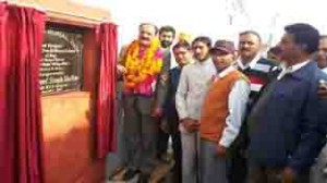 MLA Surjit Singh Slathia inaugurating development works on Wednesday.