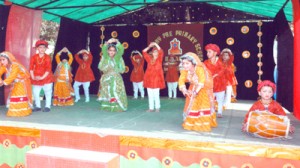 Students presenting cultural item during Annual Day celebration at TAPPS on Monday.