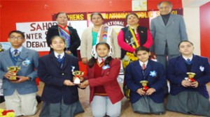 The winners of Debate Competition posing for group photograph on Thursday.