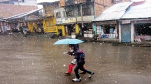 A view of snowfall in Bhaderwah on Friday.  -Excelsior/Tilak Raj
