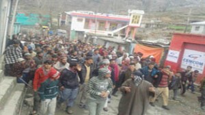 People taking out protest march at Budhal in Rajouri. —Excelsior/Bhat