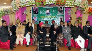 Former DyCM and senior PDP leader Muzaffar Hussain Beigh at party function in Jammu on Monday.