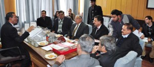 Minister for ULBs Nawang Rigzin Jora chairing State Level Steering Committee meeting at Jammu on Friday.
