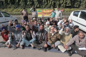 VREA holding protest demonstration at Jammu on Monday.