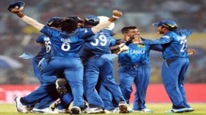 Sri Lanka players celebrating victory over New Zealand at  Chittagong.