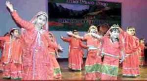 Children performing  cultural item during annual day function on Sunday.