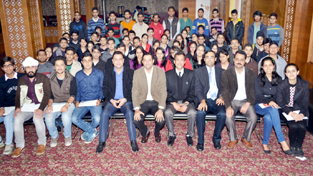 CA students and faculty of ICAI posing for group photograph at Jammu on Saturday.