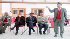 A dignitary sharing his feelings with other members in a get together of the families of erstwhile State force at Jammu.