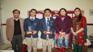 Students of Model Academy posing for a photograph after winning 'Choona Hai Aasman' Talent Hunt Competition.