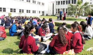 Children during On-the-Spot Painting and Drawing Competition at IIIM, Canal Road in Jammu.