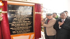 Supreme Court Judge, Justice Surinder Singh Nijjar inaugurating ADR centre at Srinagar on Saturday.