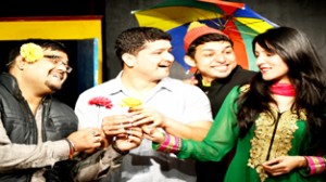 A scene from the play ‘Intzaar’ which was staged by Natrang on Sunday.