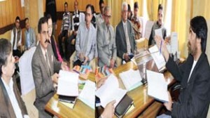 Minister for Tourism, Ghulam Ahmad Mir chairing a meeting of MMJHS at Jammu on Friday.