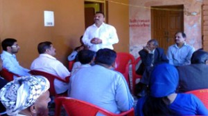 Anil Gupta addressing a public meeting at Basohli on Wednesday.