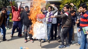 SSJAC members protesting in front of JU Campus on Sunday.
