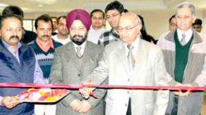 VC SMVDU Prof Sudhir K Jain inaugurating photo exhibition at Reasi on Friday.