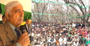 PDP patron Mufti Mohammad Sayeed addressing an election rally at Khansahab, Budgam on Wednesday.
