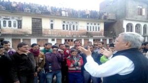 BJP leader Farooq Khan addressing election rally in Rajouri on Tuesday. 