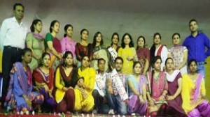 Students and alumni posing for a group photograph during Alumni Meet at Handa College of Education in Jammu.