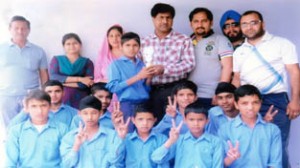 Winners of kabaddi competition posing alongwith the chief guest on Monday.