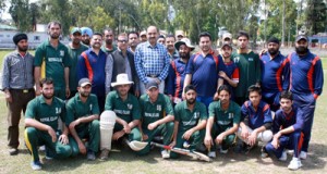 Winners of friendly T20 match posing for a group photograph at Degree College ground Poonch on Sunday.