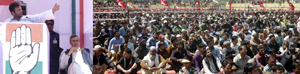 AICC (I) vice president Rahul Gandhi addressing an election rally at Doda on Friday. -Excelsior/Tilak Raj