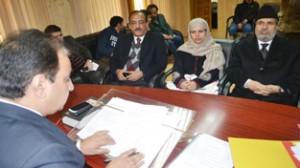 PDP leader Muzaffar Baig during filing of nomination papers in Baramulla on Friday. —Excelsior/Amin War