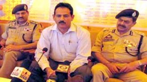 IG, AP & IR, P R Manhas addressing media persons in Jammu.      		      -Excelsior/ Rakesh