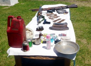 Arms and ammunition recovered by Army at Marwah in Kishtwar district on Tuesday. -Excelsior/Tilak Raj