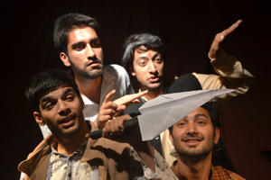 A scene from Hindi play ‘Do Kalakaar’ presented at Natrang’s Sunday Theatre Series on Sunday.