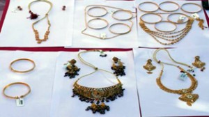 Gold ornaments in the custody of police.