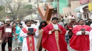 Good Friday procession being taken out in Jammu.-Excelsior/Rakesh
