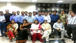 Members of KAS 2001 batch posing for photograph during a meeting at Jammu on Friday.