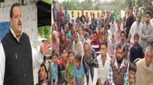 Provincial President NC Devender Singh Rana addressing election rally at Nagrota on Sunday.