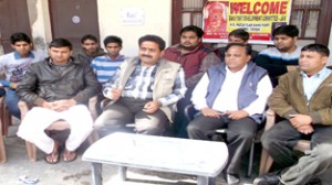 Members of Bahu Fort Development Committee during a meeting at Jammu on Monday.