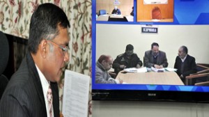 Divisional Commissioner Shalindra Kumar reviewing election preparedness through video conference on Saturday.