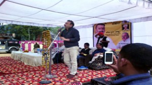 Anil Gupta addressing a public meeting on Saturday.