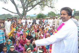 Minister for Housing, Raman Bhalla addressing public gathering on Tuesday.