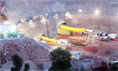 A view of Chenani-Nashri main tunnel and adjoining escape tunnel.